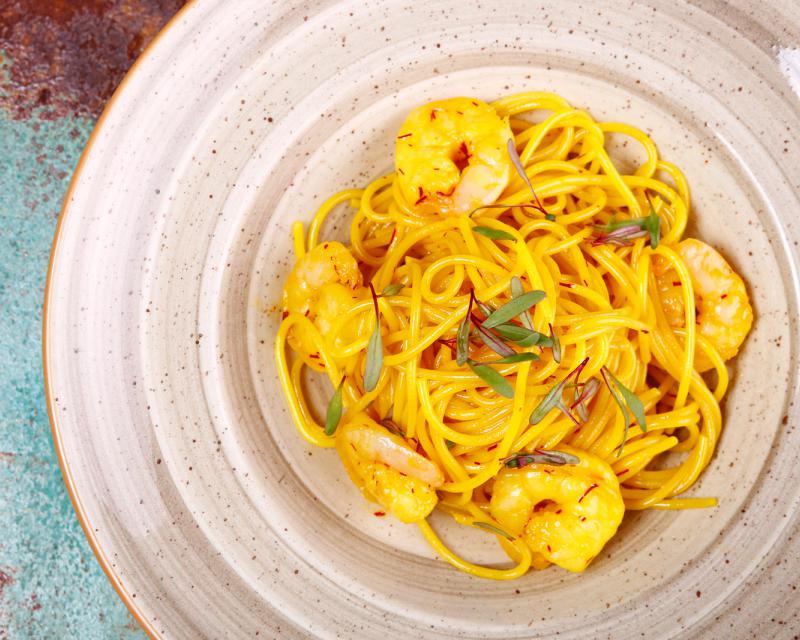 Poza  Paste Spaghete cu creveti in sos de sofran